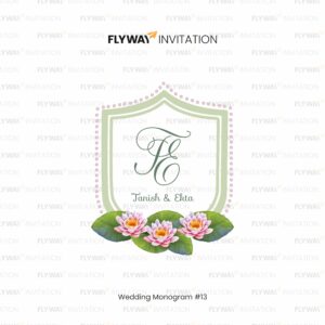 Wedding Monogram for Tanish & Ekta with Pastel Shield and Pink Lotus Flowers
