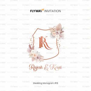 Royal Wedding Monogram with Mughal Arch and Peacock Feather Design Featuring Couple Initials