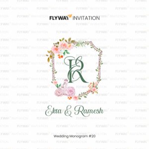 Floral wedding monogram with swans Illustration for Wedding