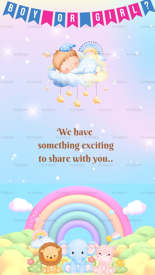Colorful Baby Shower Invitation Video with Rainbow, Baby, Elephant, and Lion Theme