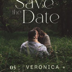 Veronica and Clifford Save the Date invitation in romantic forest theme