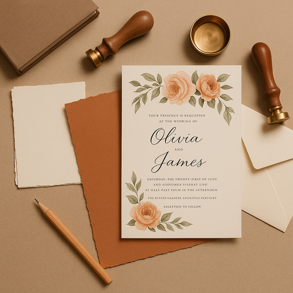 Creative invitation design featuring a floral wedding card