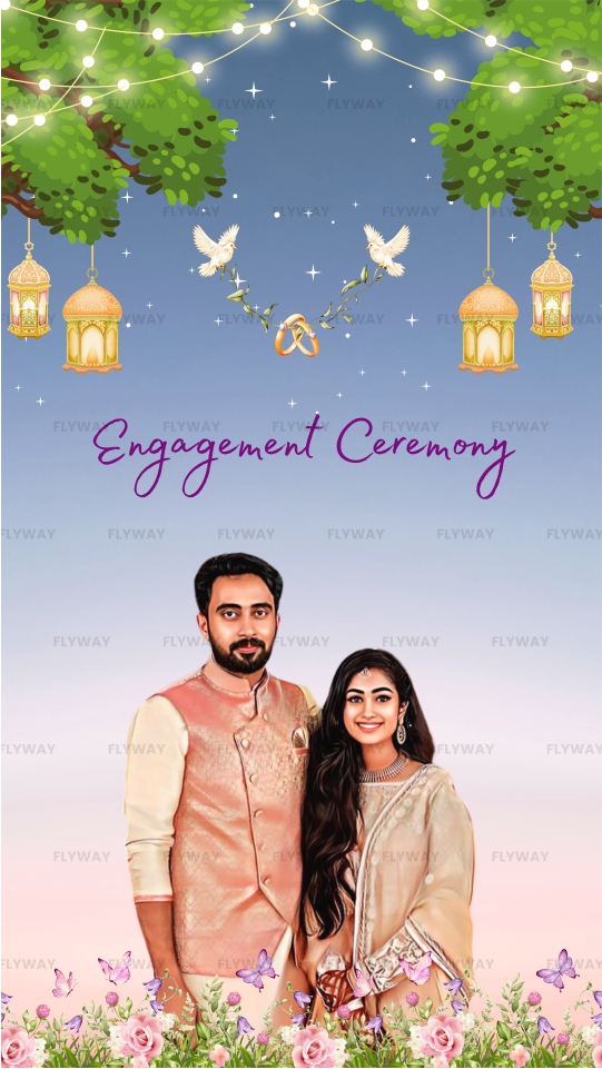 Whimsical engagement e-invite couple photo