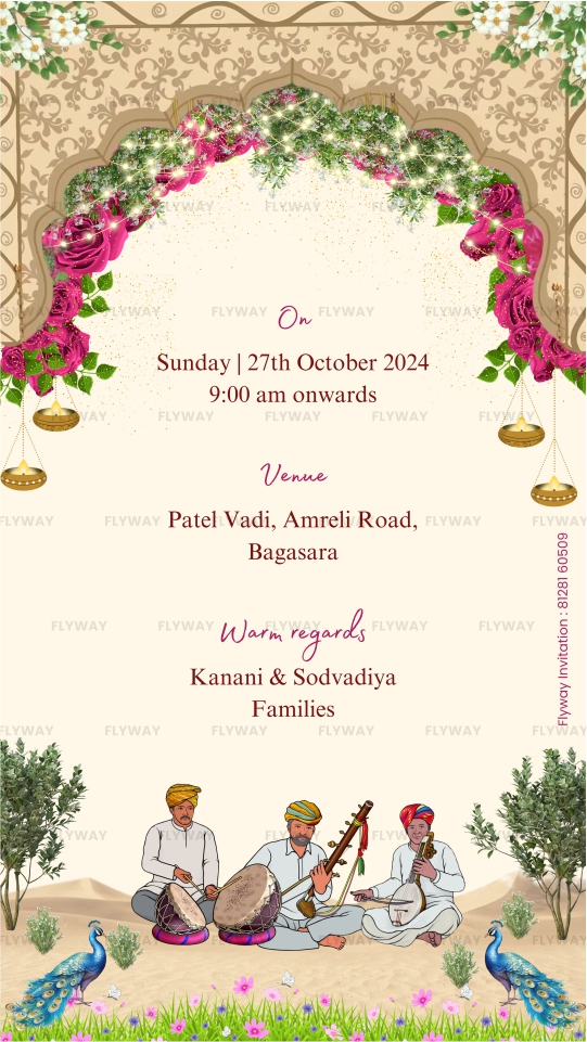 Invite text with parents’ names and floral elements