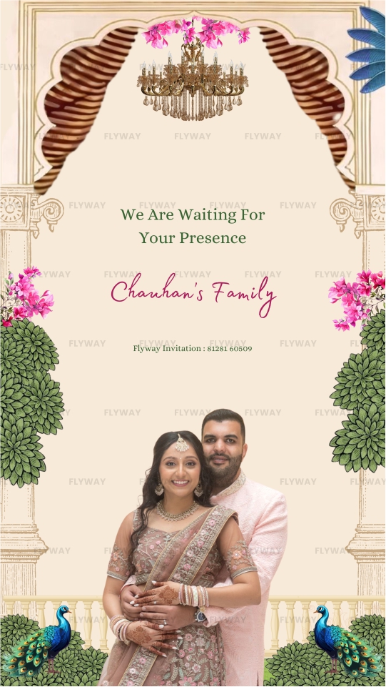 Royal digital invite with couple portrait and closing message